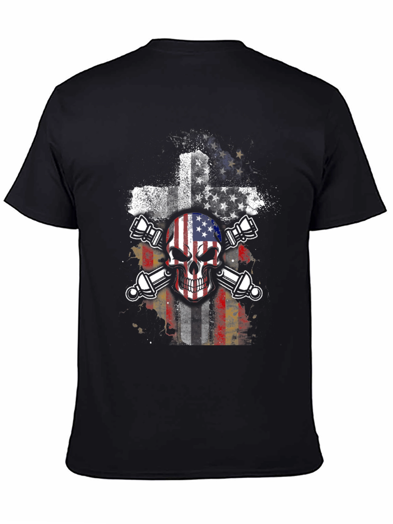 American Flag Skull & Crossbones Graphic T-Shirt
