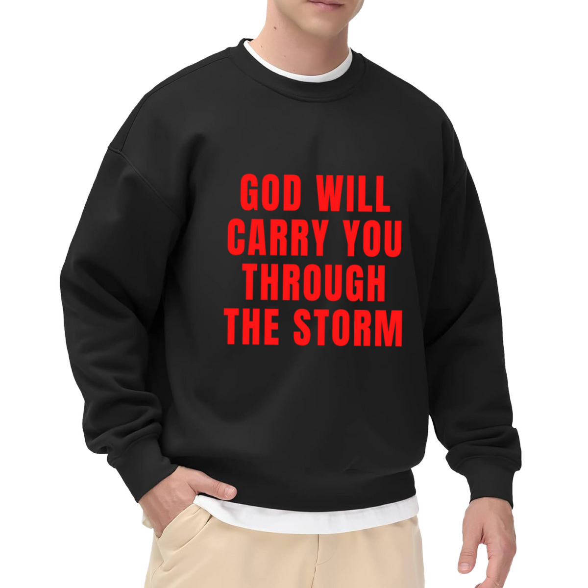 GOD WILL CARRY YOU THROUGH THE STORM - Faith Christian Graphic ԲÁìÎÀÒÂ | Unisex Pullover Sweatshirt