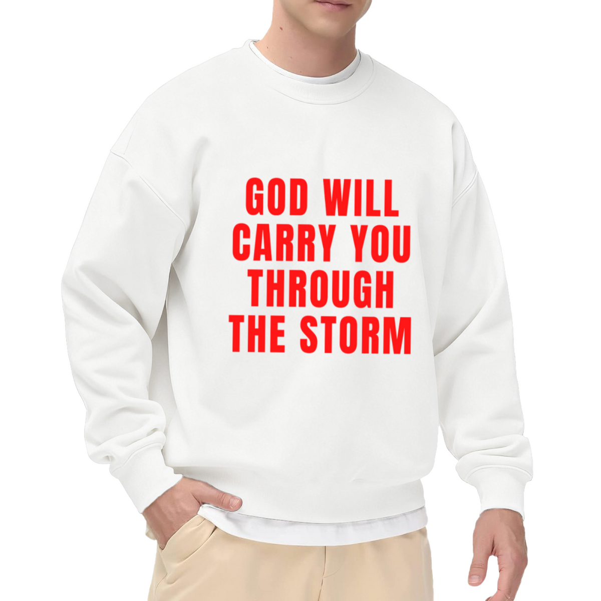 GOD WILL CARRY YOU THROUGH THE STORM - Faith Christian Graphic ԲÁìÎÀÒÂ | Unisex Pullover Sweatshirt
