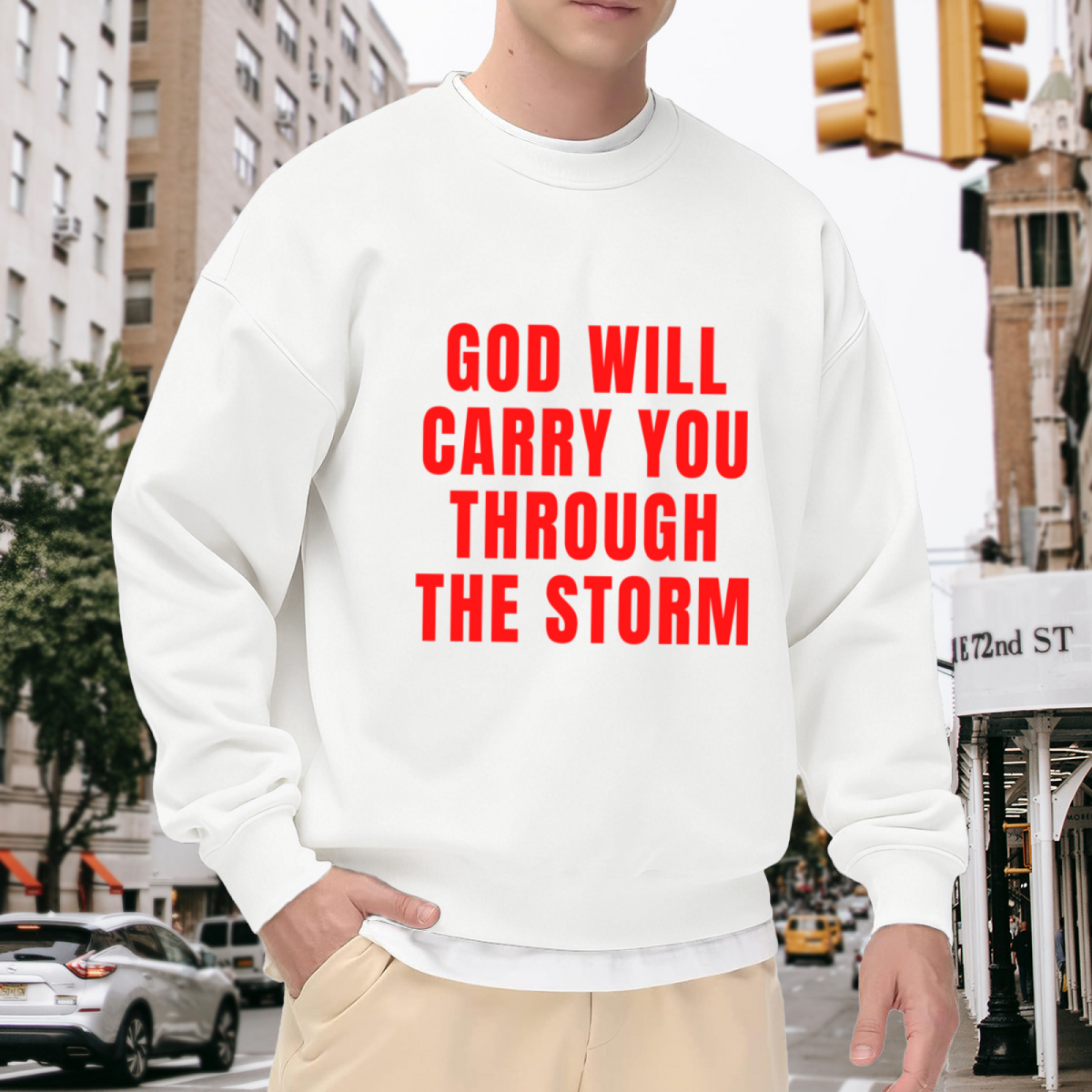 GOD WILL CARRY YOU THROUGH THE STORM - Faith Christian Graphic ԲÁìÎÀÒÂ | Unisex Pullover Sweatshirt
