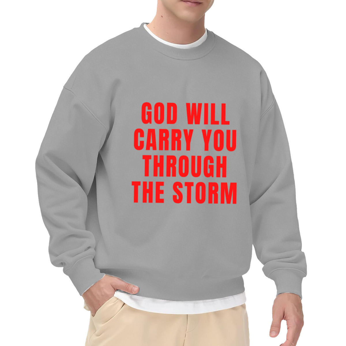 GOD WILL CARRY YOU THROUGH THE STORM - Faith Christian Graphic ԲÁìÎÀÒÂ | Unisex Pullover Sweatshirt