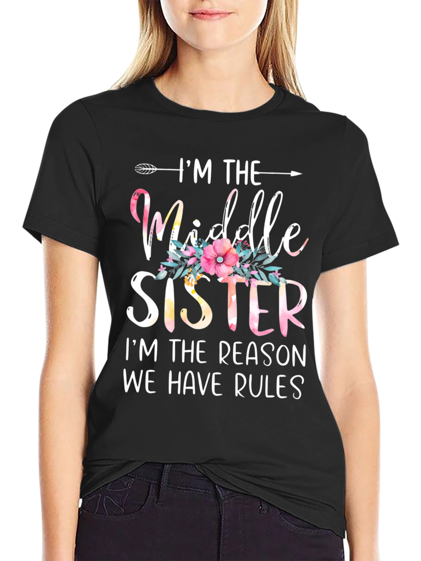 Middle Sister T-Shirt - Floral Accent