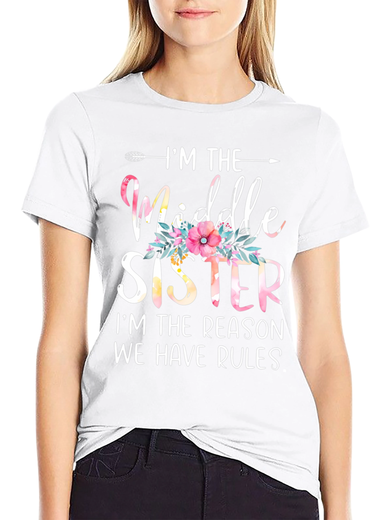 Middle Sister T-Shirt - Floral Accent
