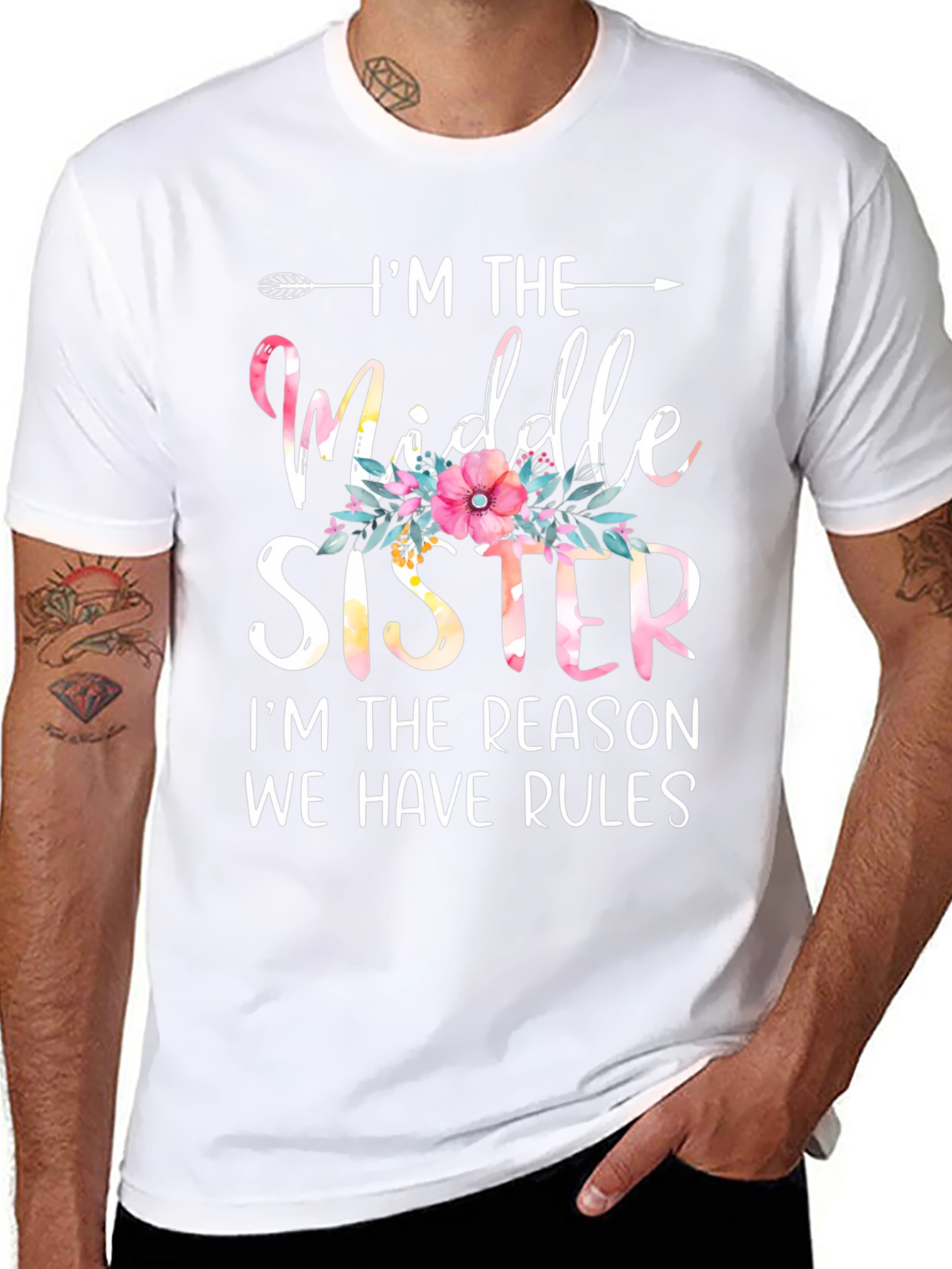 Middle Sister T-Shirt - Floral Accent