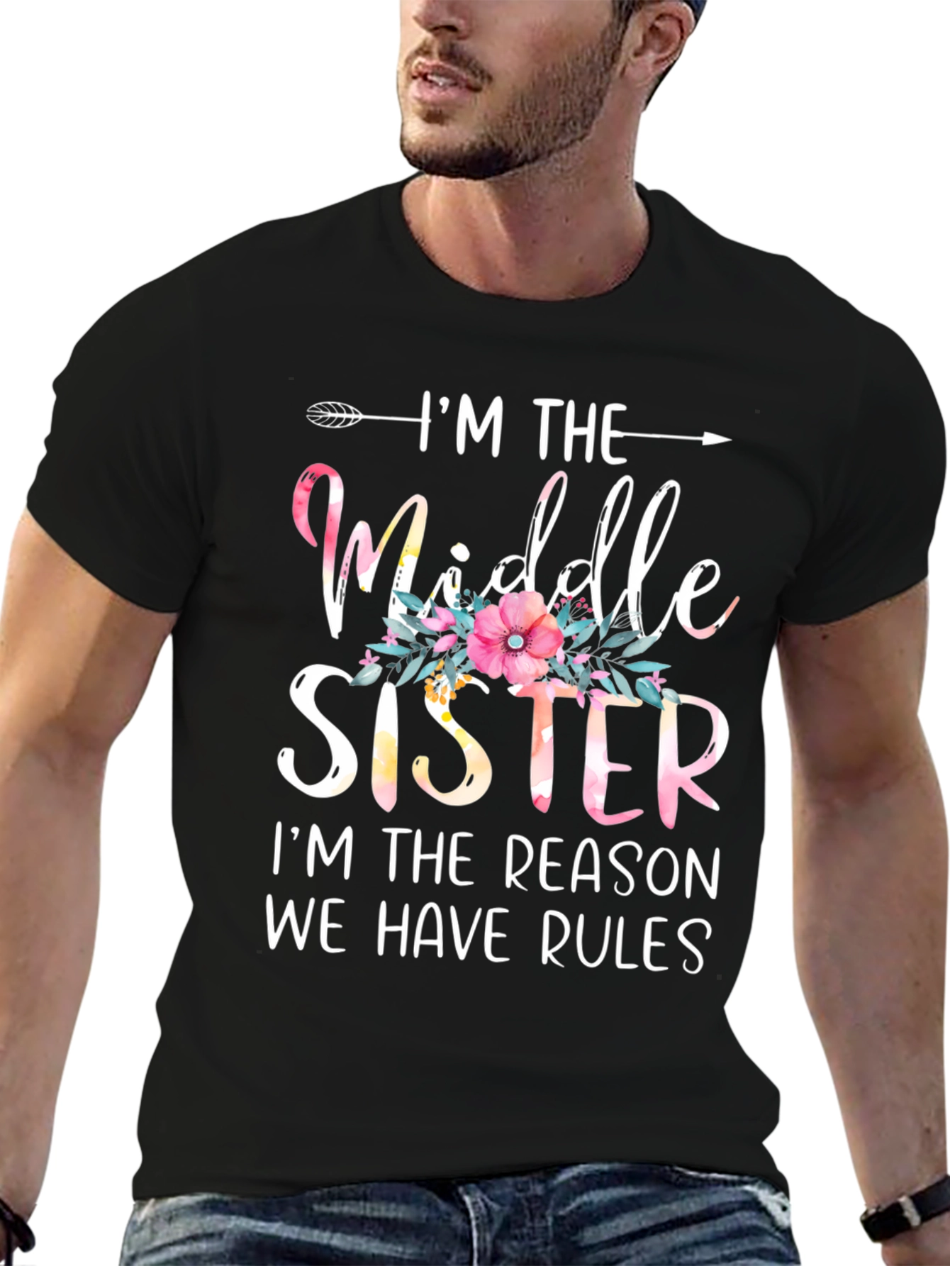 Middle Sister T-Shirt - Floral Accent