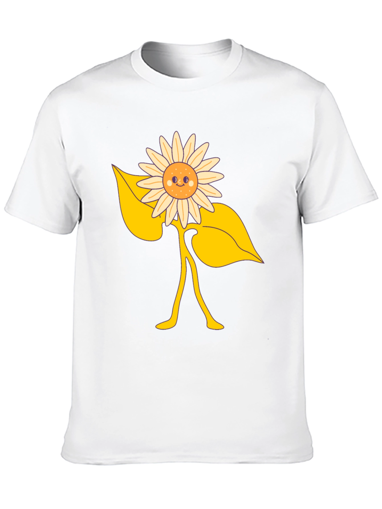 Happy Sunflower Graphic Tee - Black Cotton Blend