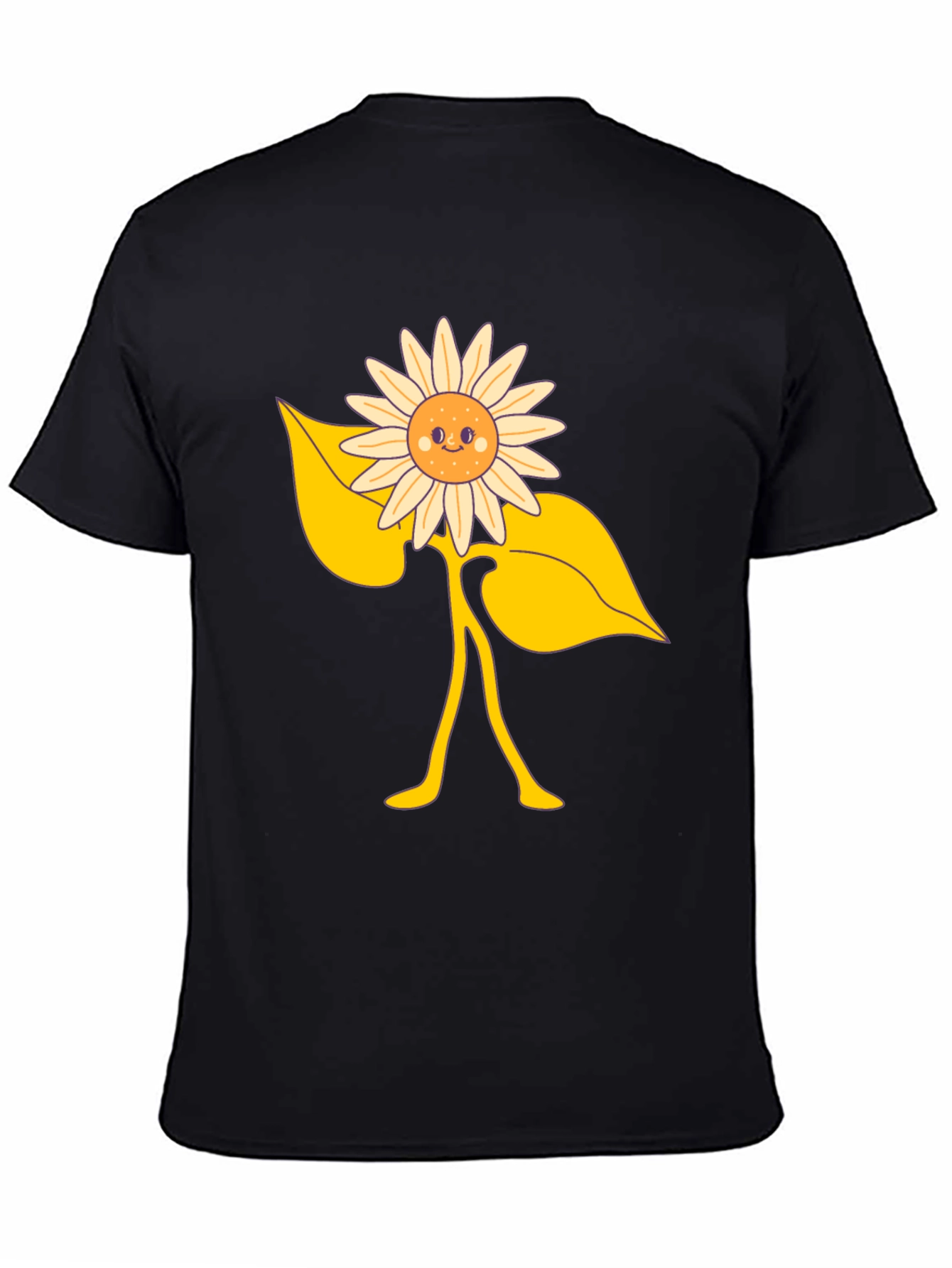 Happy Sunflower Graphic Tee - Black Cotton Blend