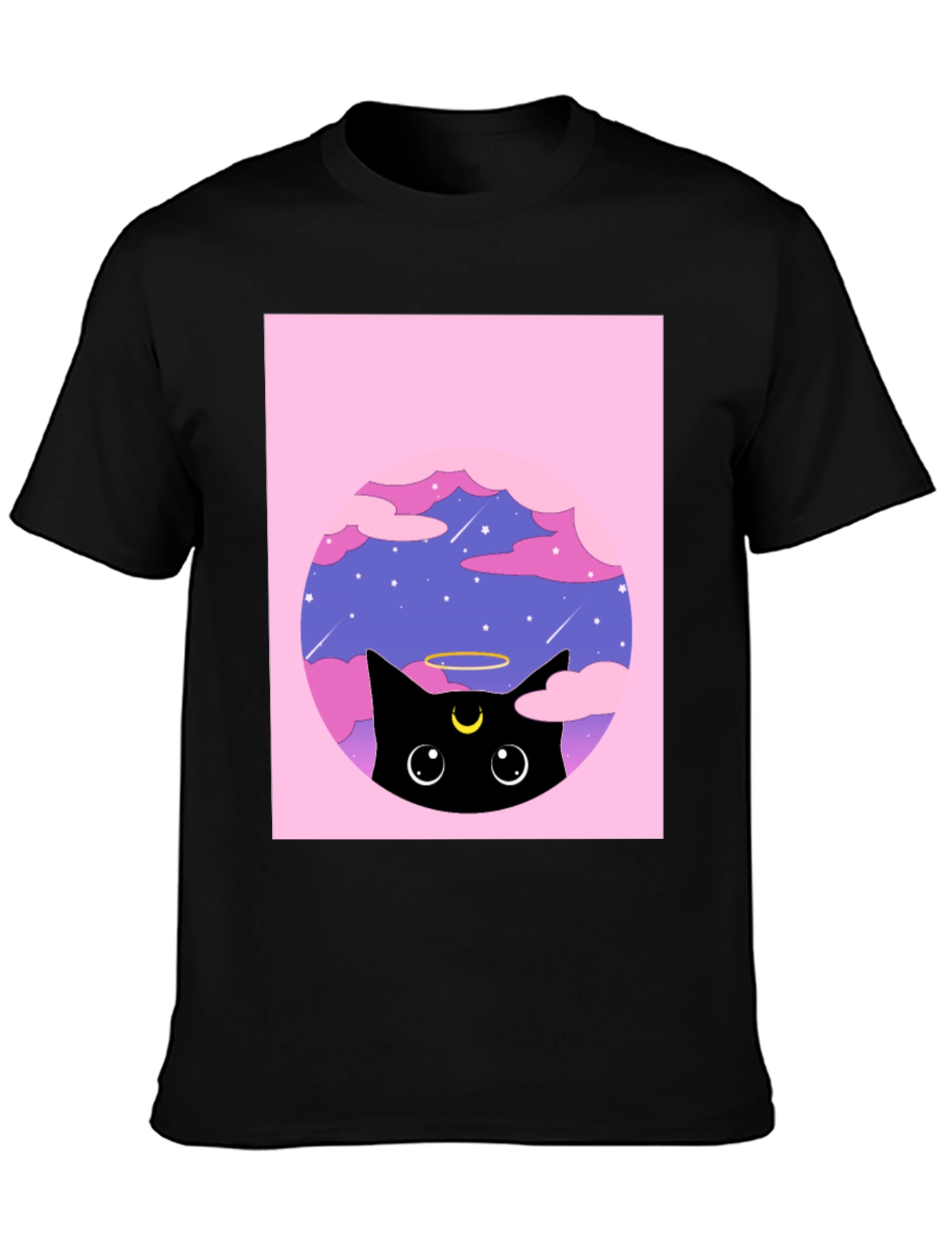 Black Cat in Clouds Graphic Tee
