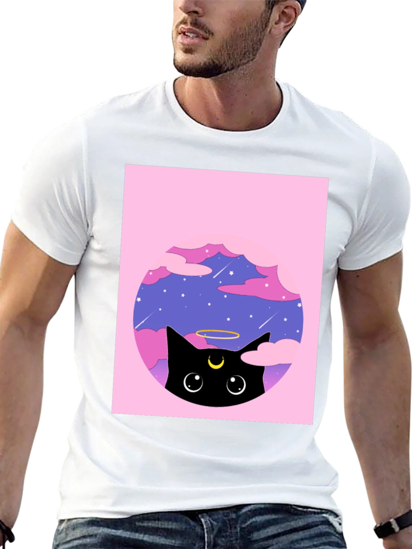 Black Cat in Clouds Graphic Tee