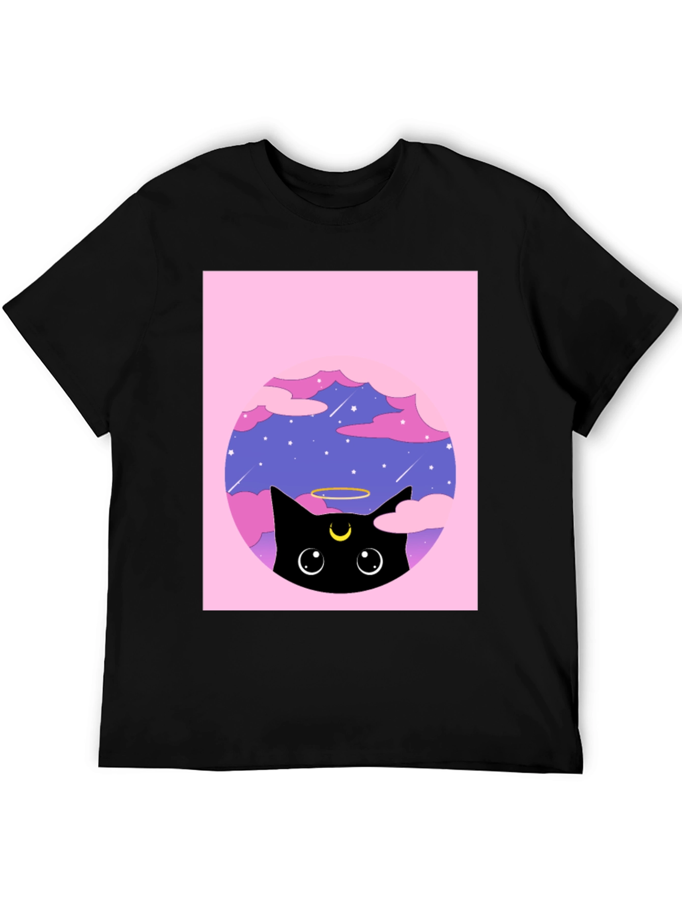Black Cat in Clouds Graphic Tee