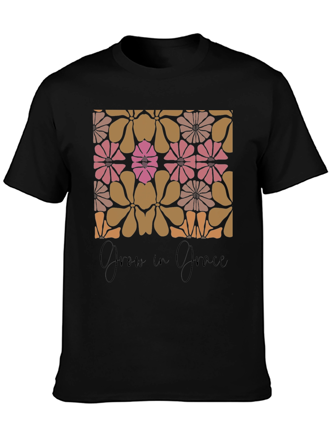 Retro Floral Grow in Grace Graphic T-Shirt