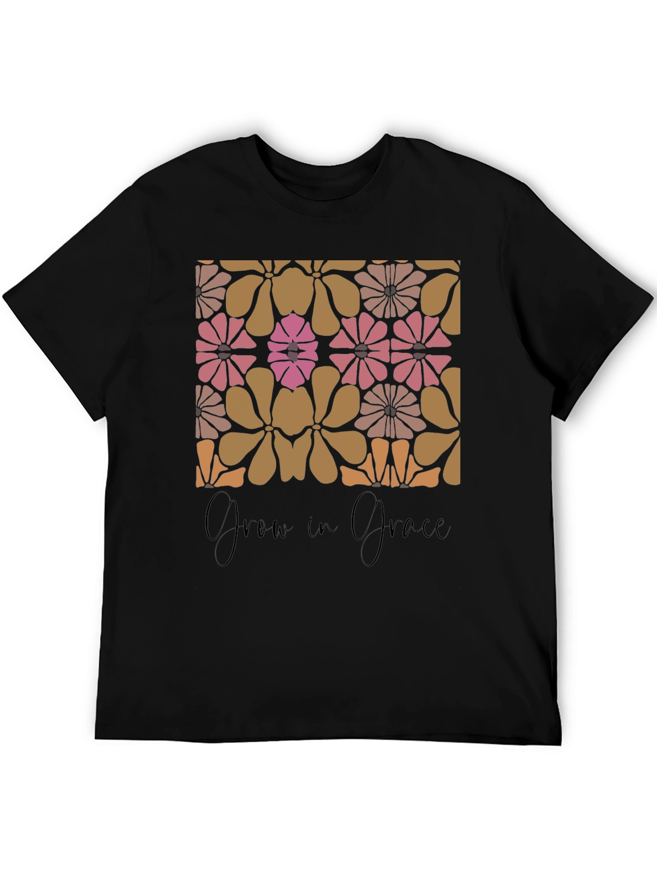 Retro Floral Grow in Grace Graphic T-Shirt