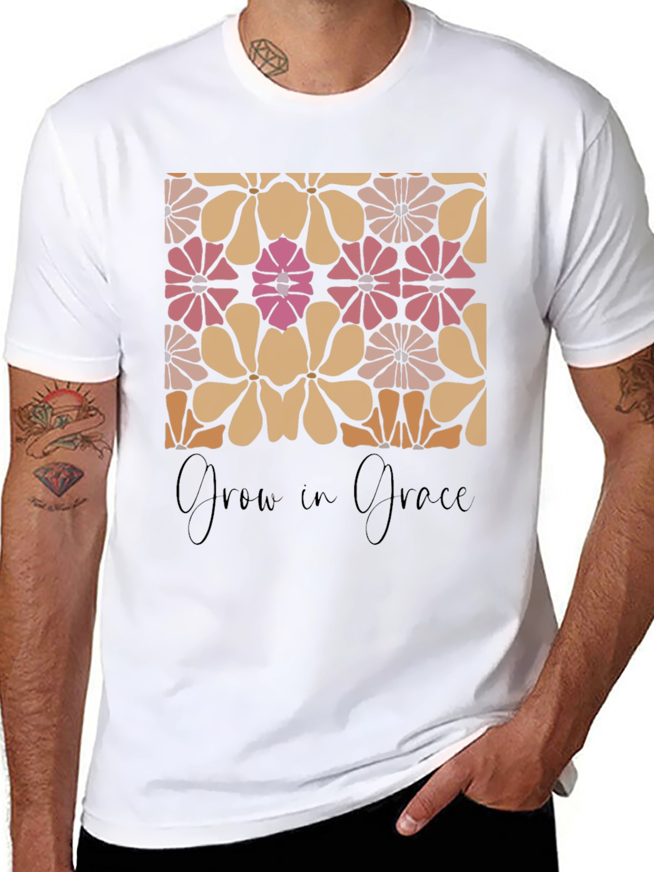 Retro Floral Grow in Grace Graphic T-Shirt