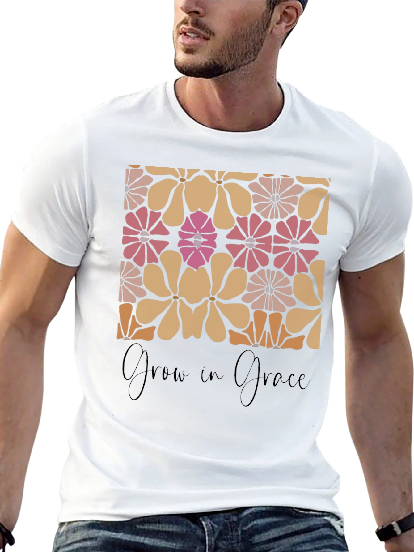 Retro Floral Grow in Grace Graphic T-Shirt