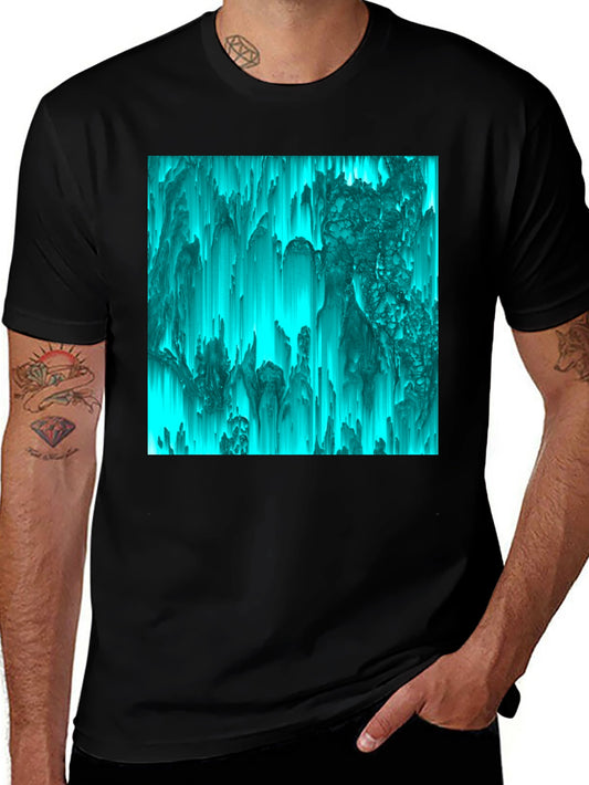 Abstract Teal Pixel Art Graphic Tee