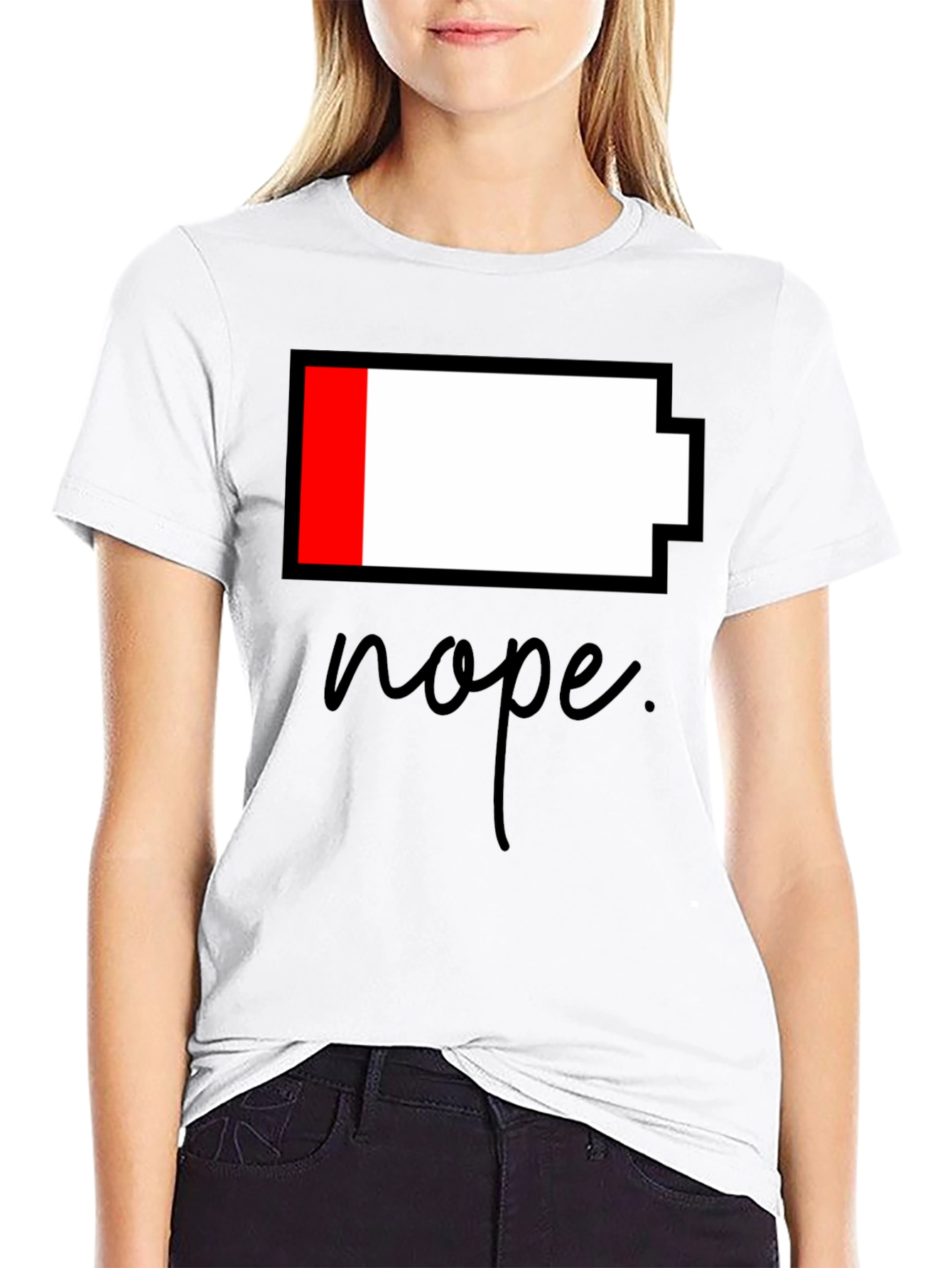 Nope Low Battery Black T-Shirt