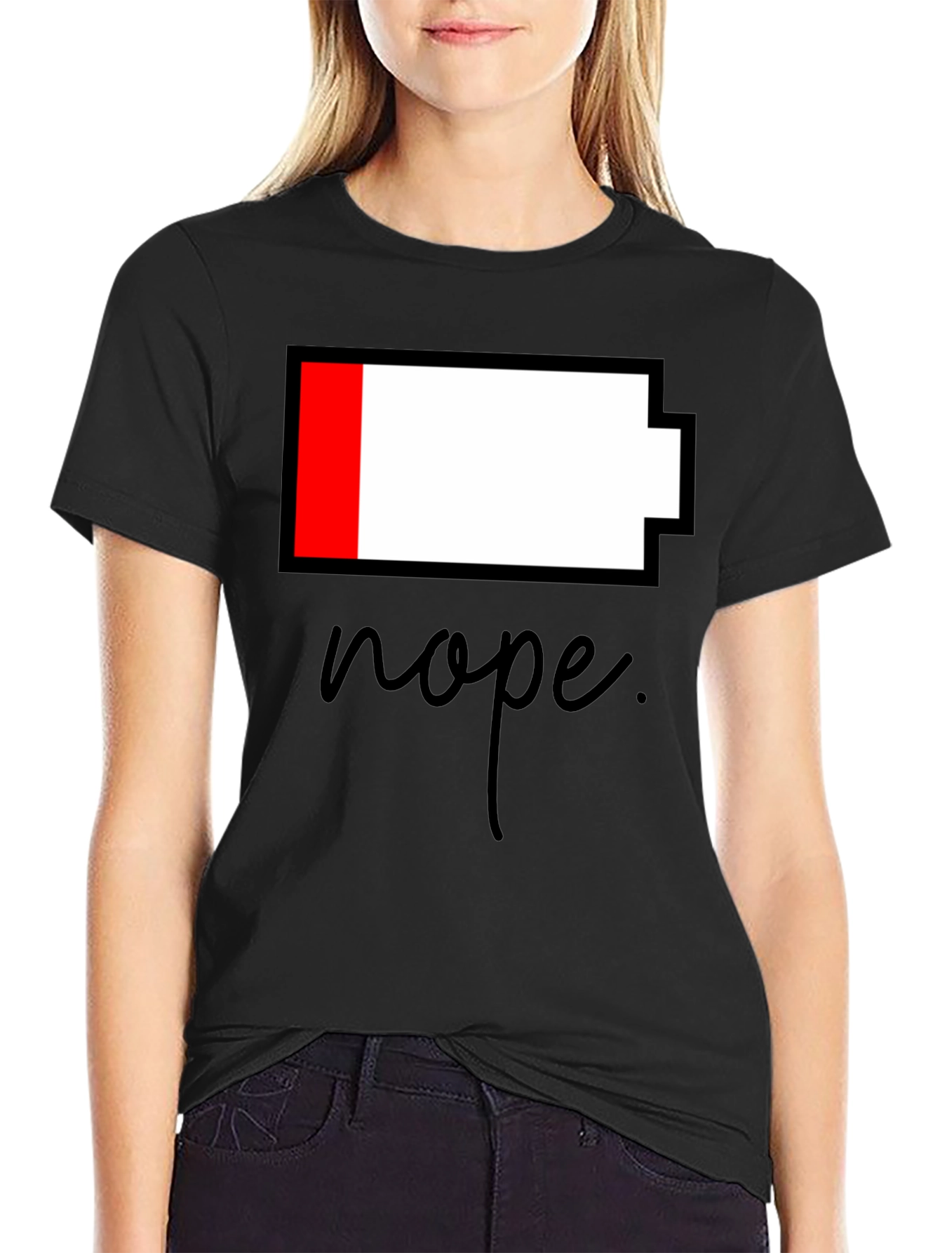 Nope Low Battery Black T-Shirt