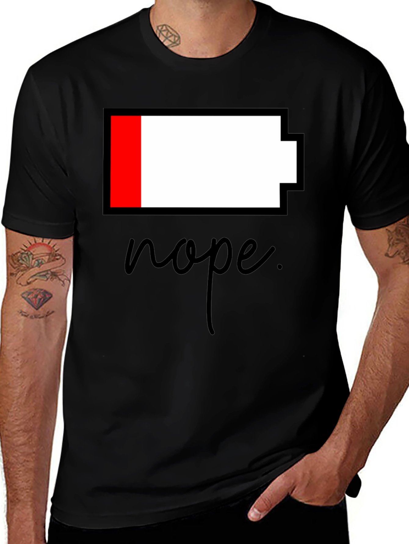Nope Low Battery Black T-Shirt