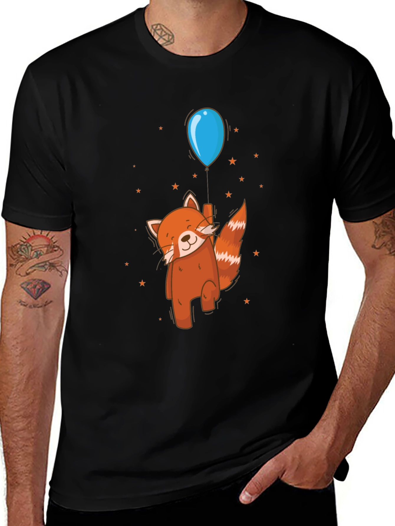 Red Panda Balloon Ride Graphic Tee