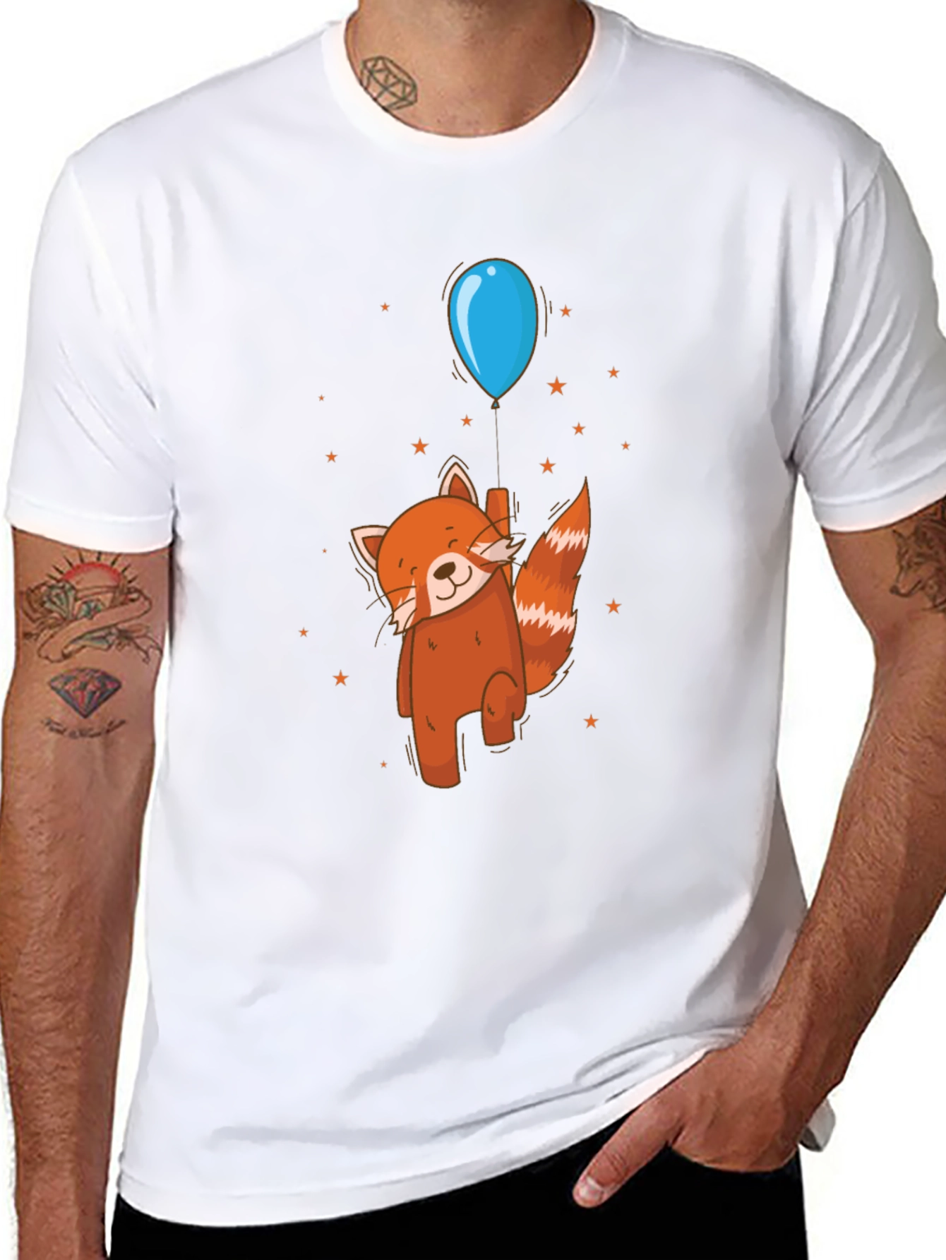 Red Panda Balloon Ride Graphic Tee