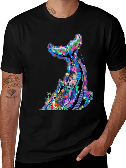 Whimsical Whale Graphic Tee - Colorful Sea Life Shirt