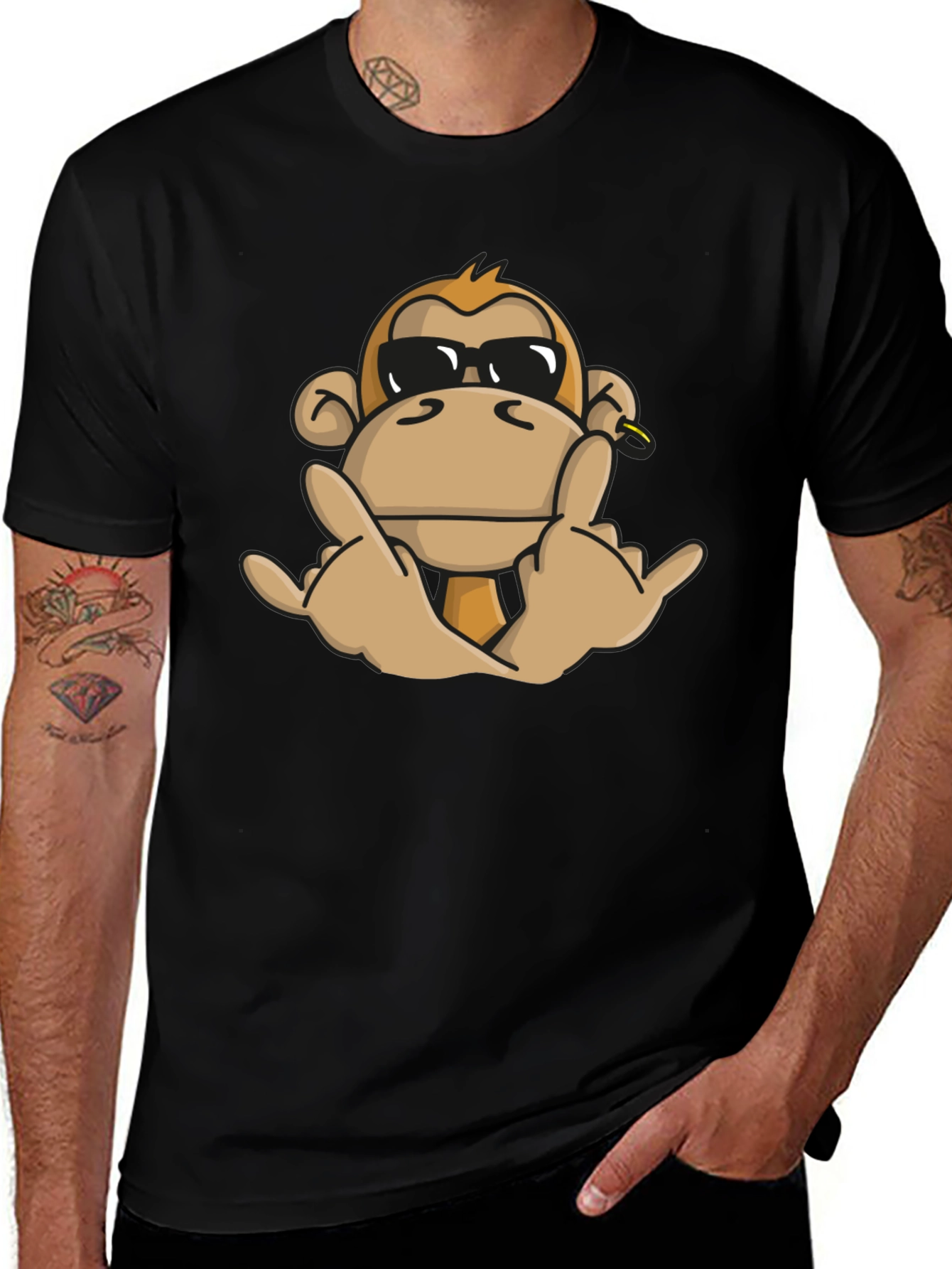 Cool Monkey Graphic T-Shirt - Black