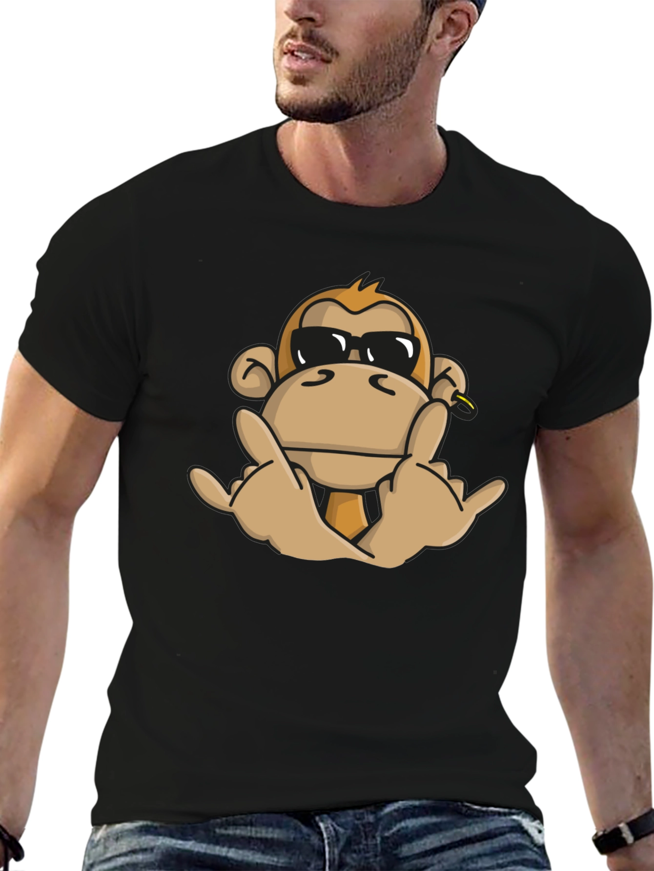 Cool Monkey Graphic T-Shirt - Black