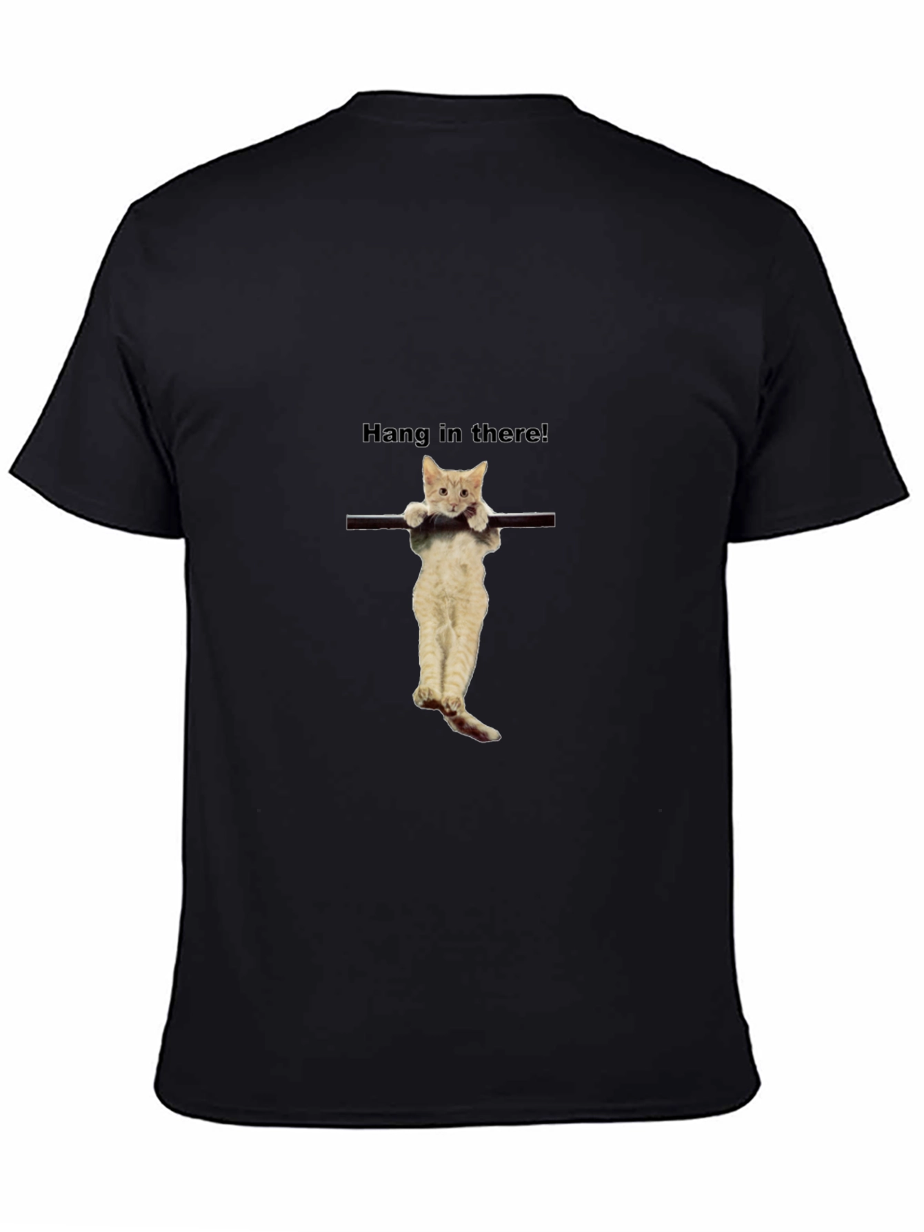 Hang in There! Cat Graphic Black T-Shirt