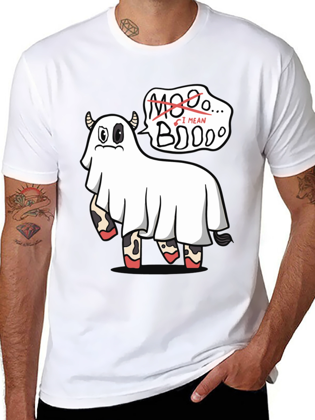 Boo! Ghost Cow Funny Halloween Graphic T-Shirt