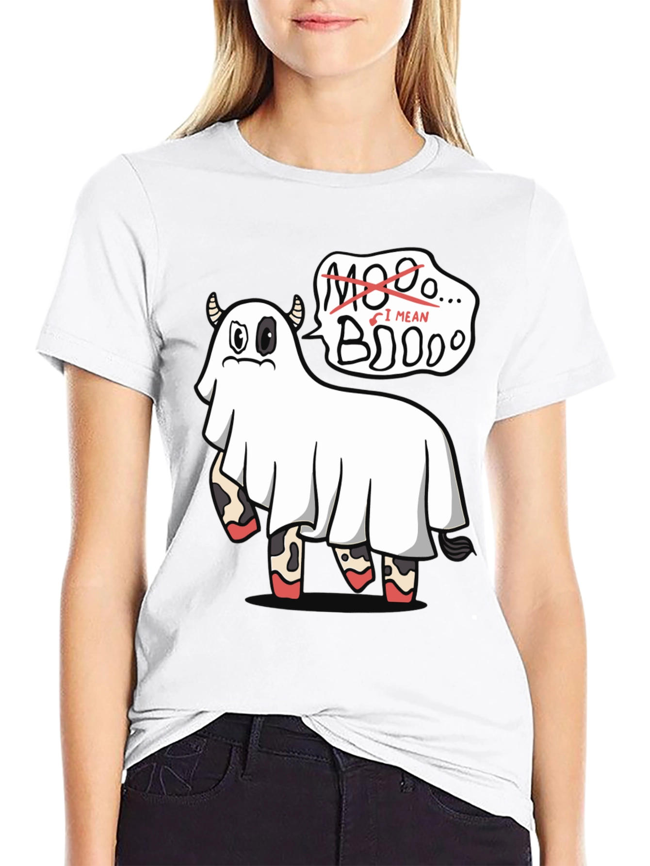 Boo! Ghost Cow Funny Halloween Graphic T-Shirt