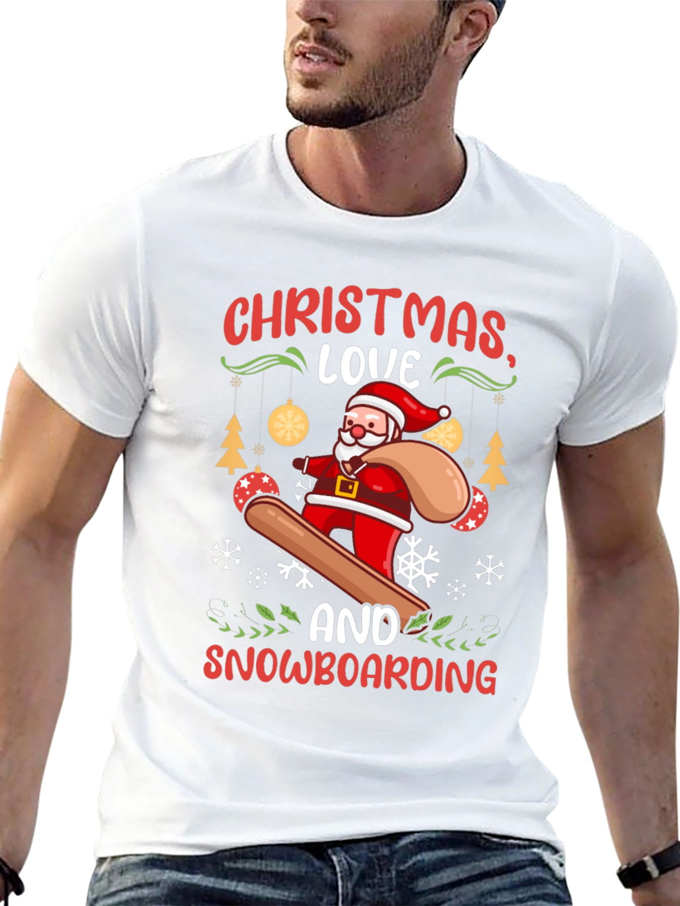 Christmas Snowboarding Santa T-Shirt