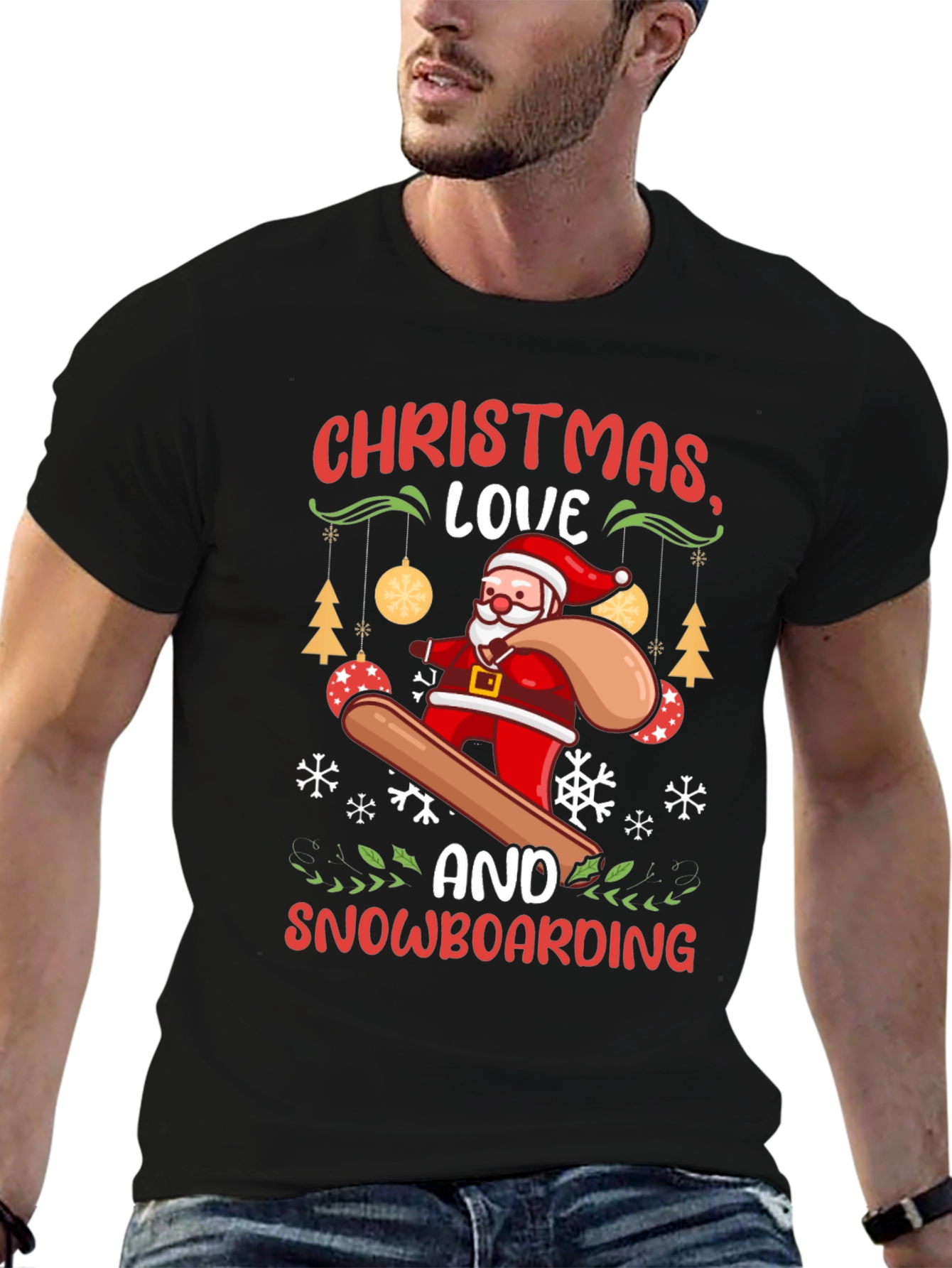 Christmas Snowboarding Santa T-Shirt