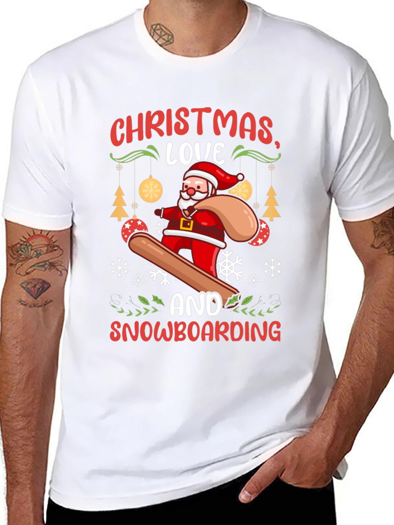Christmas Snowboarding Santa T-Shirt