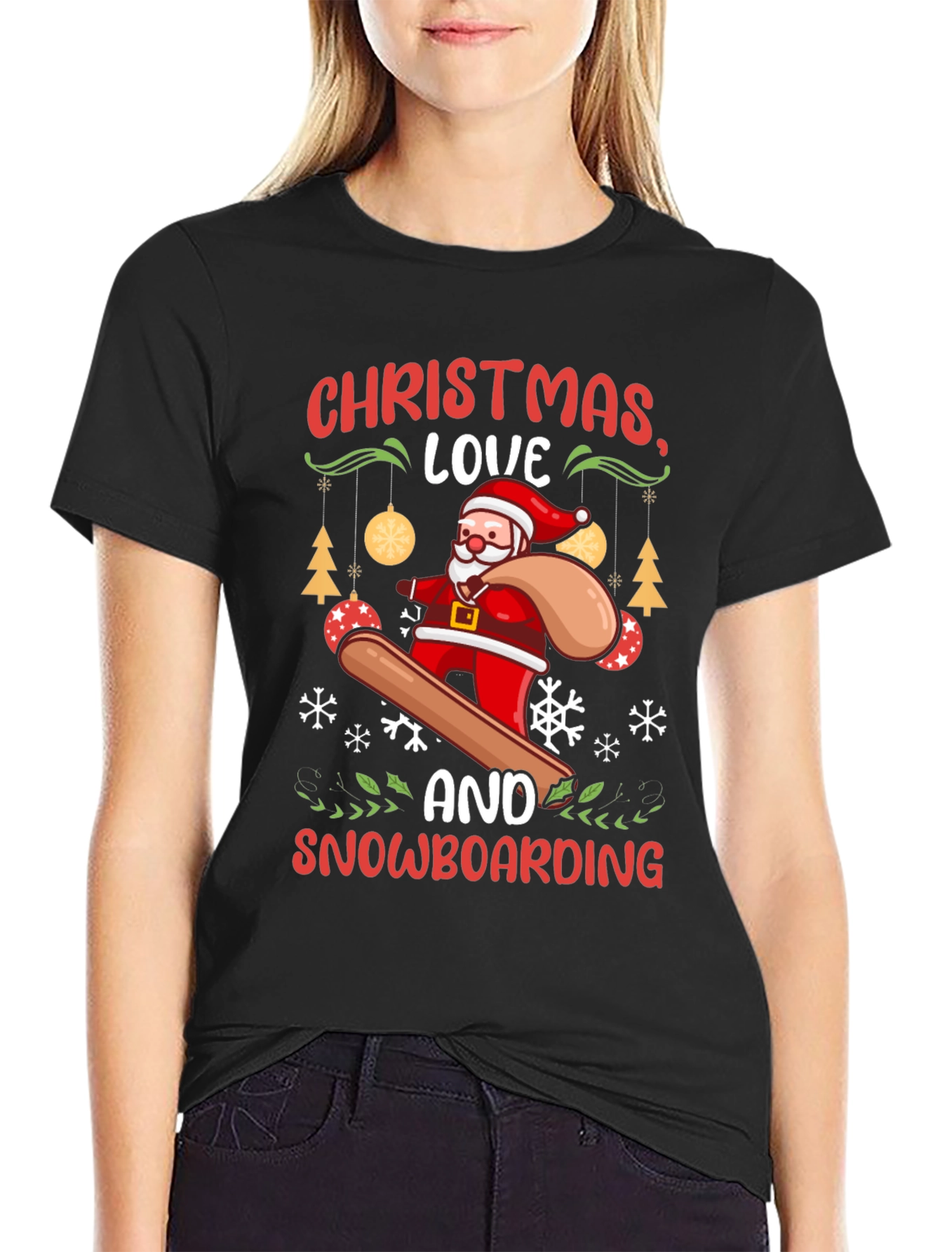 Christmas Snowboarding Santa T-Shirt