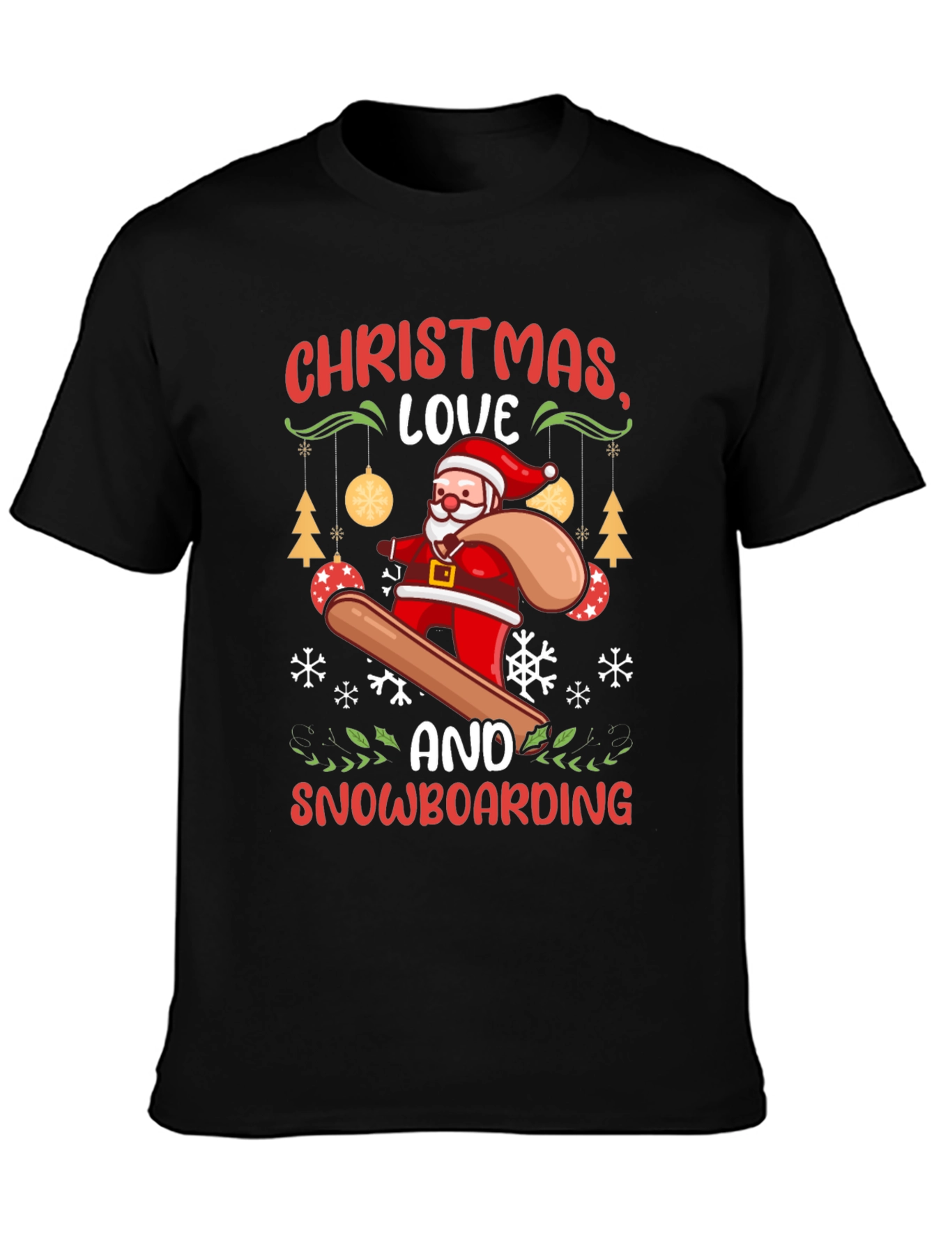 Christmas Snowboarding Santa T-Shirt