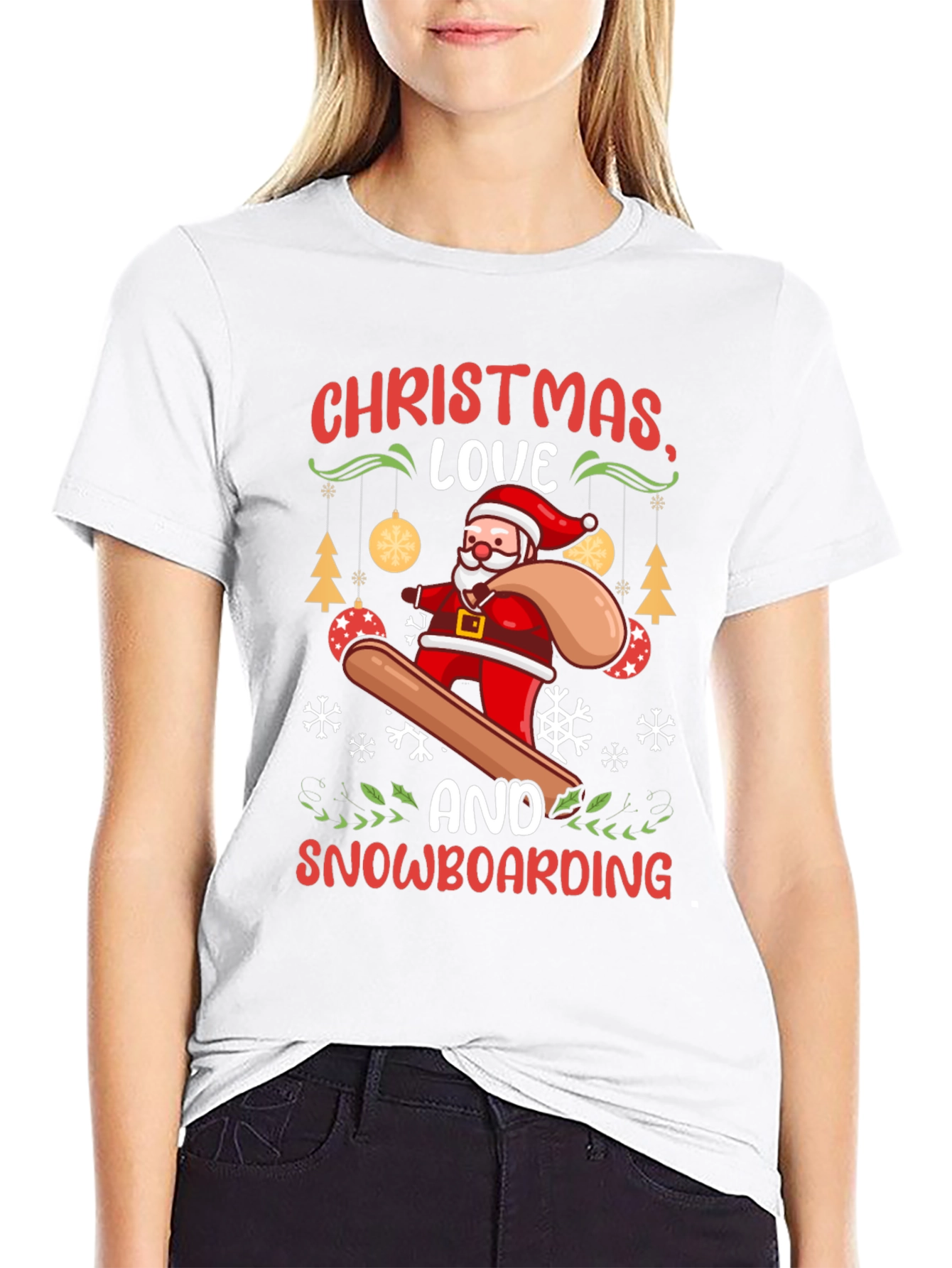 Christmas Snowboarding Santa T-Shirt