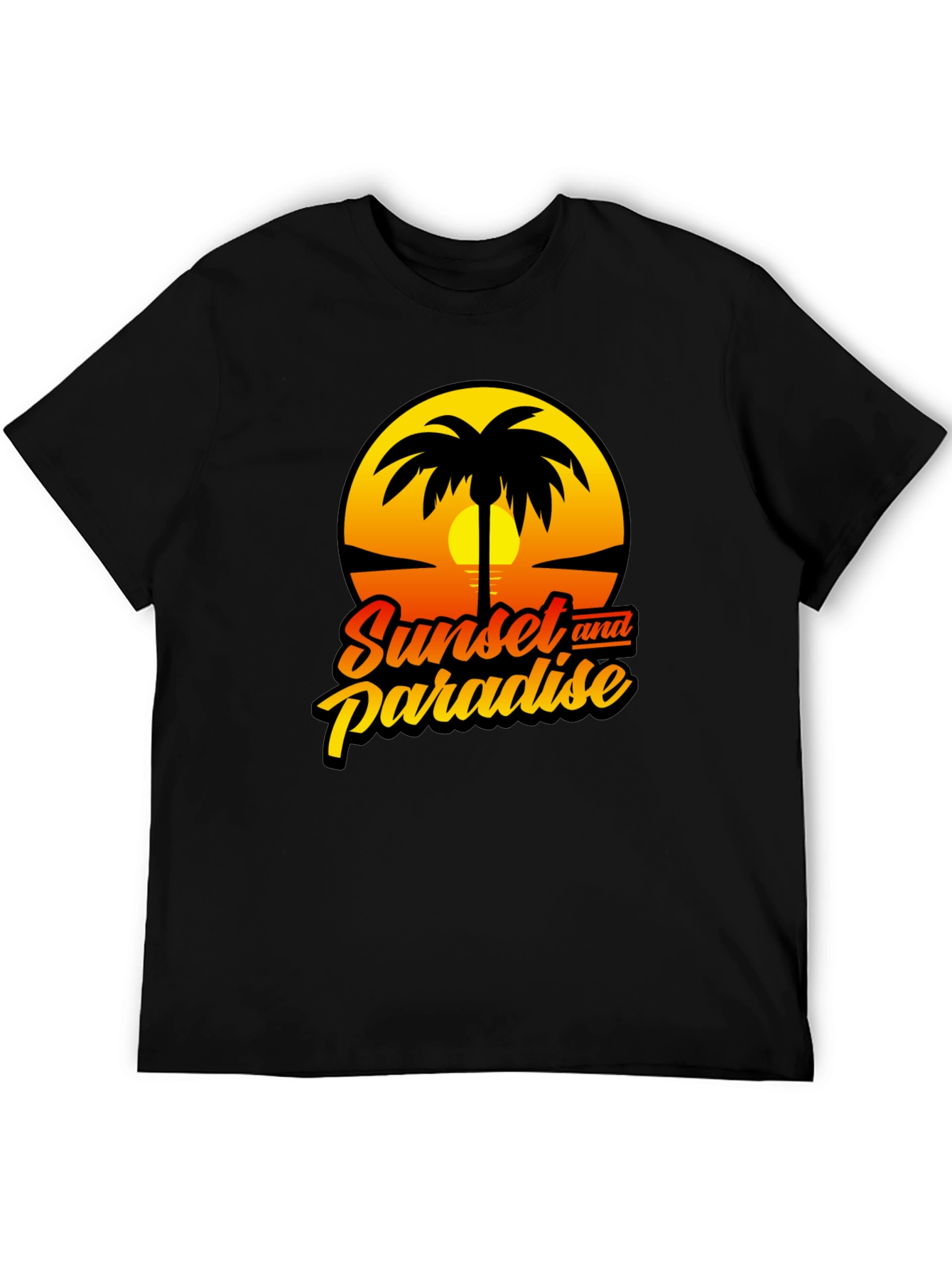 Sunset Paradise Graphic Black T-Shirt