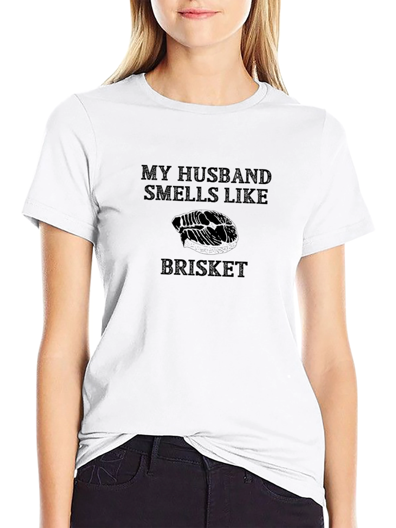 Husband Smells Like Brisket Black T-Shirt