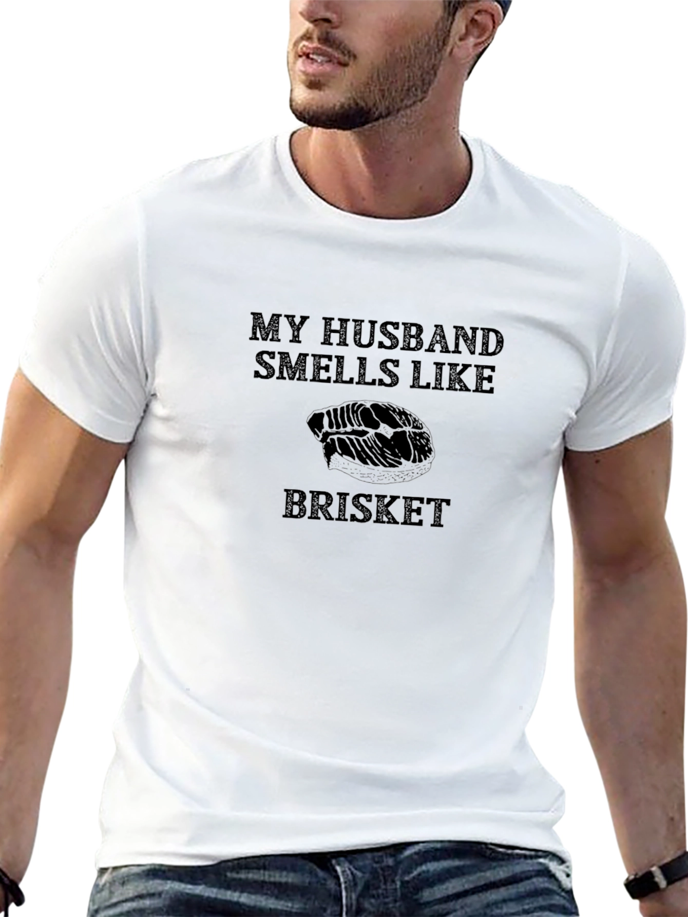 Husband Smells Like Brisket Black T-Shirt