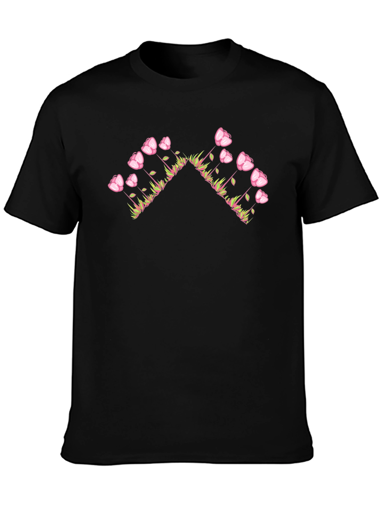 Floral Arrow Graphic Black T-Shirt - Casual Style