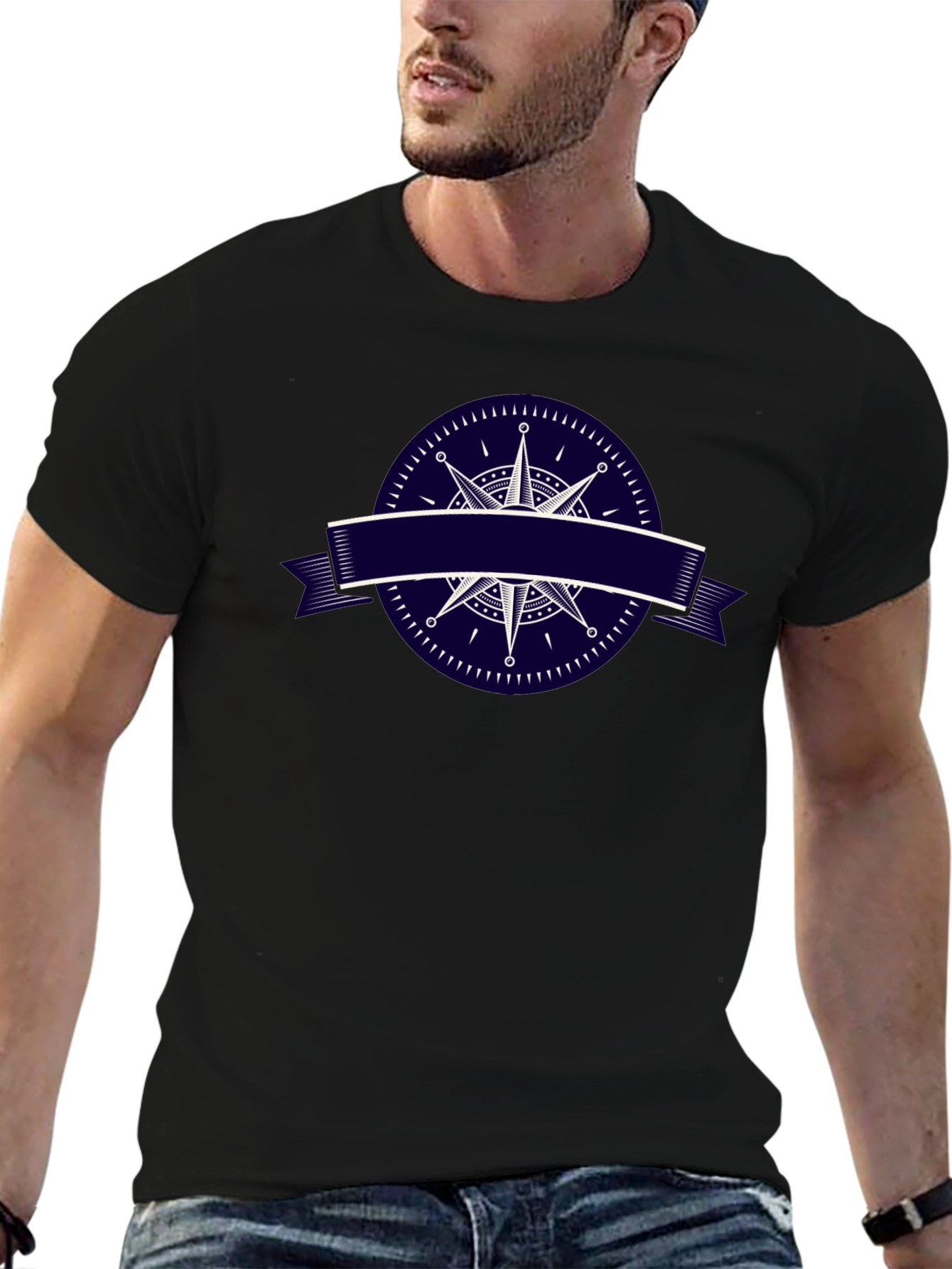 Nautical Compass Graphic Black T-Shirt