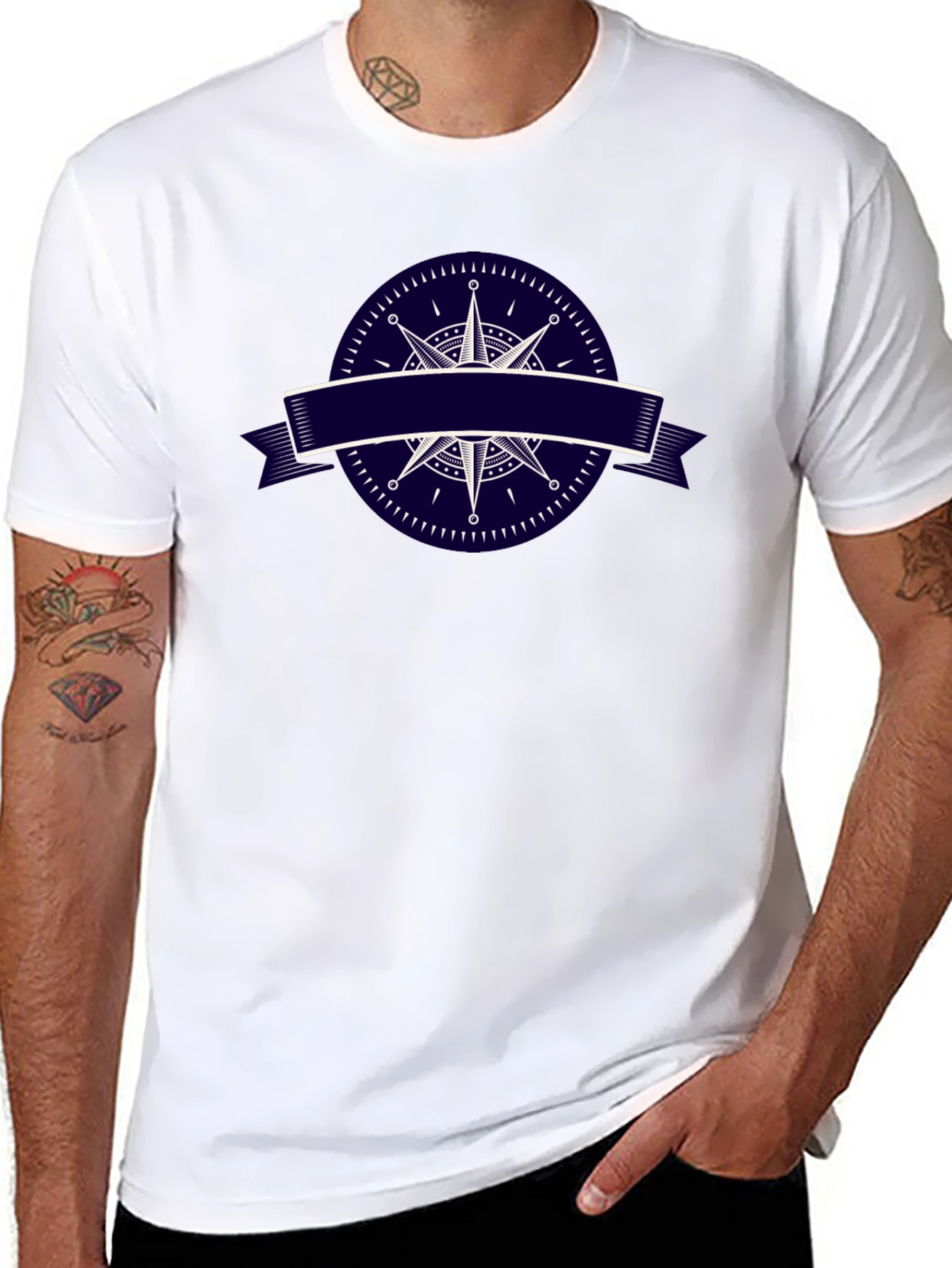 Nautical Compass Graphic Black T-Shirt