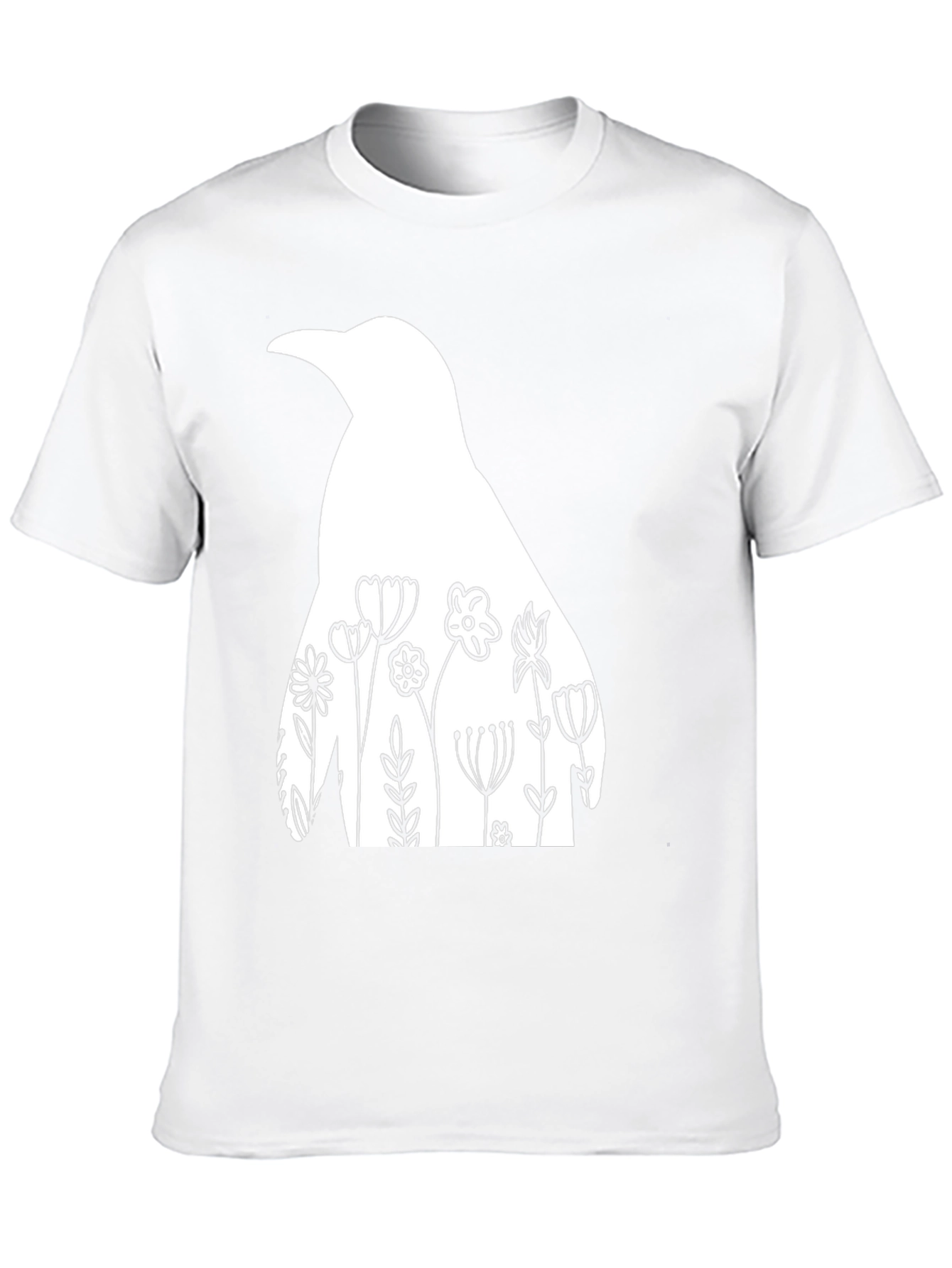 Floral Penguin Graphic Tee - Mens Black T-Shirt