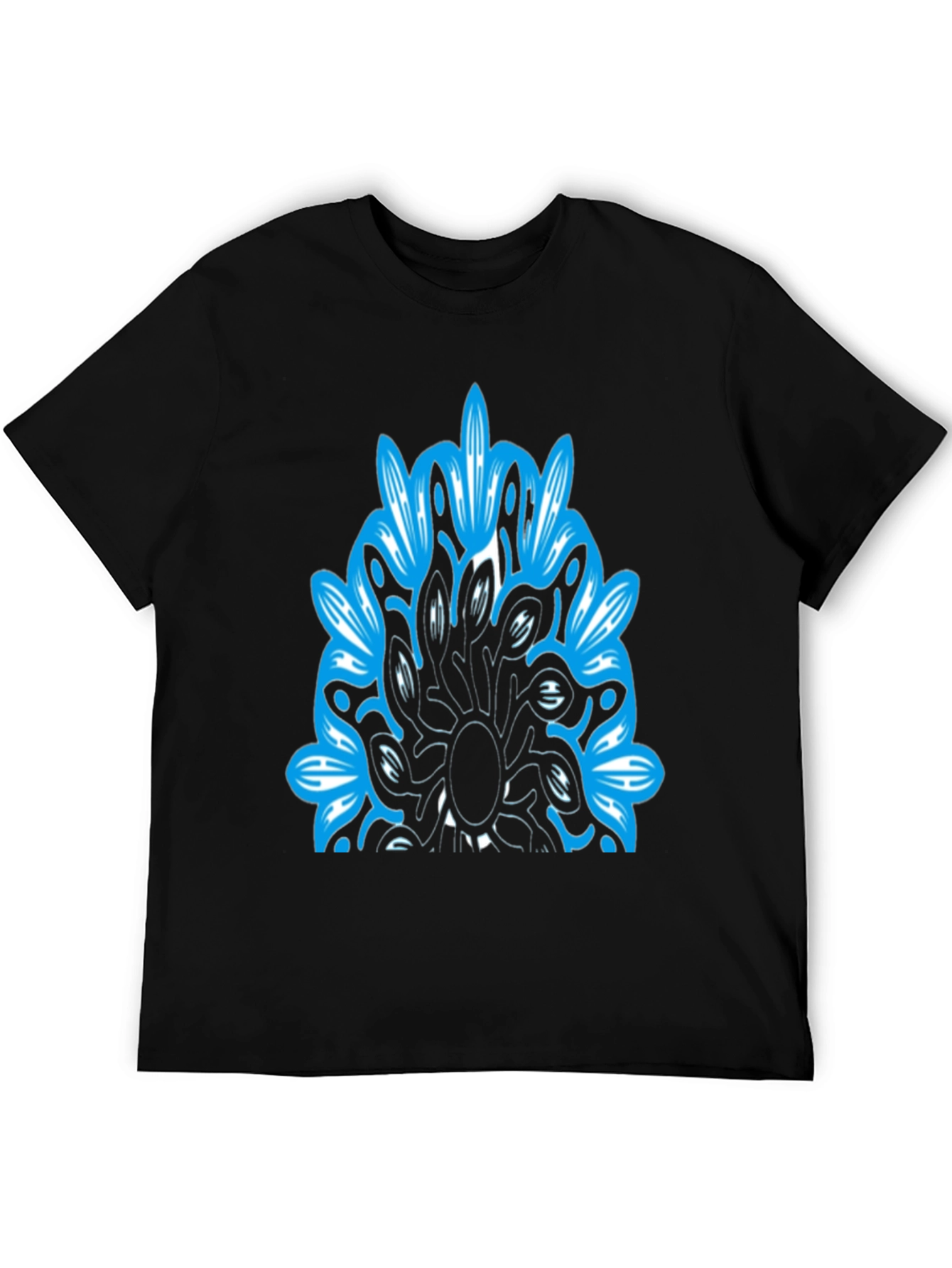 Abstract Blue Graphic Black T-Shirt