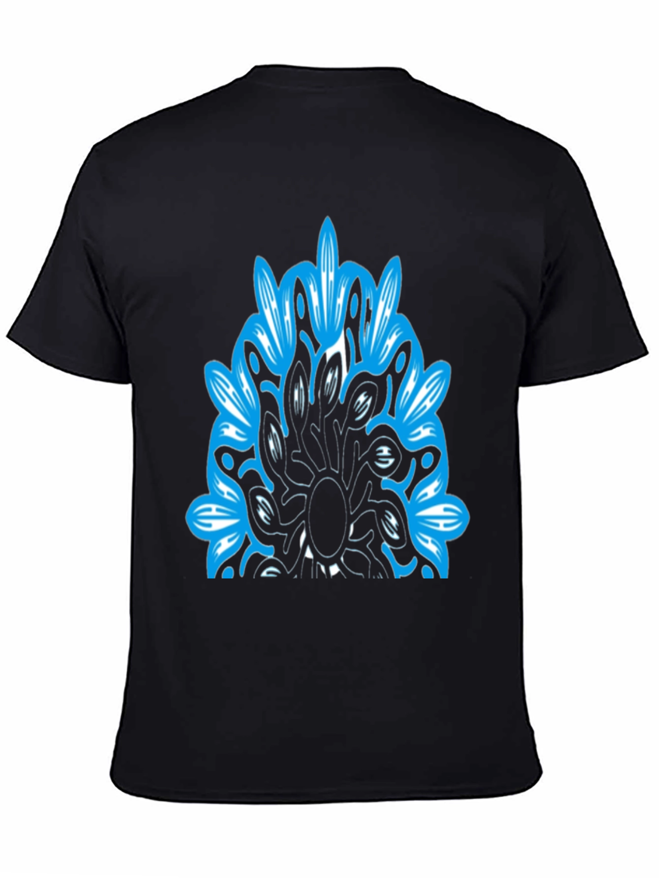 Abstract Blue Graphic Black T-Shirt