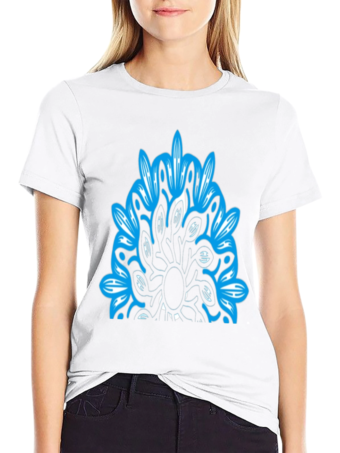 Abstract Blue Graphic Black T-Shirt