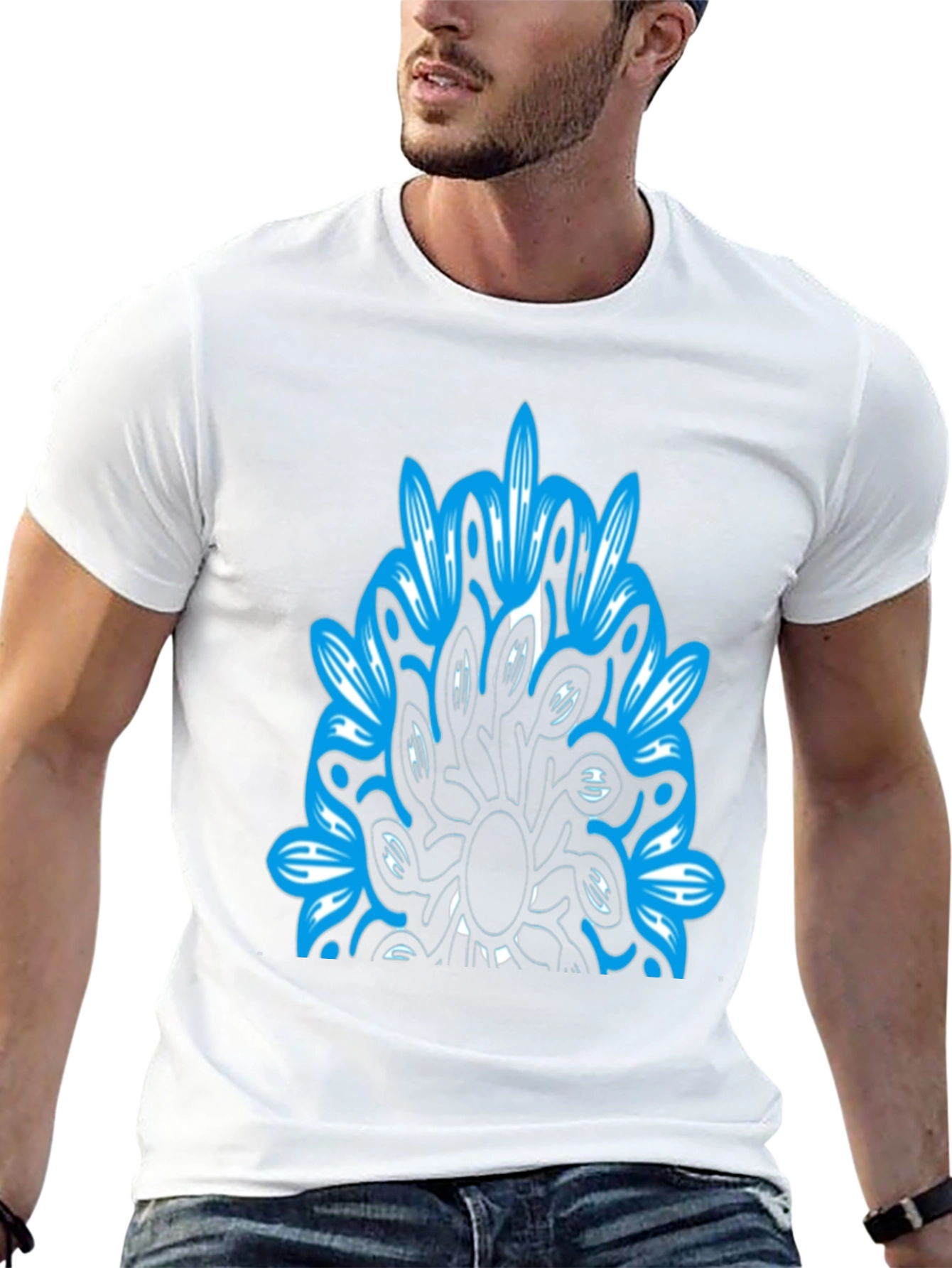 Abstract Blue Graphic Black T-Shirt