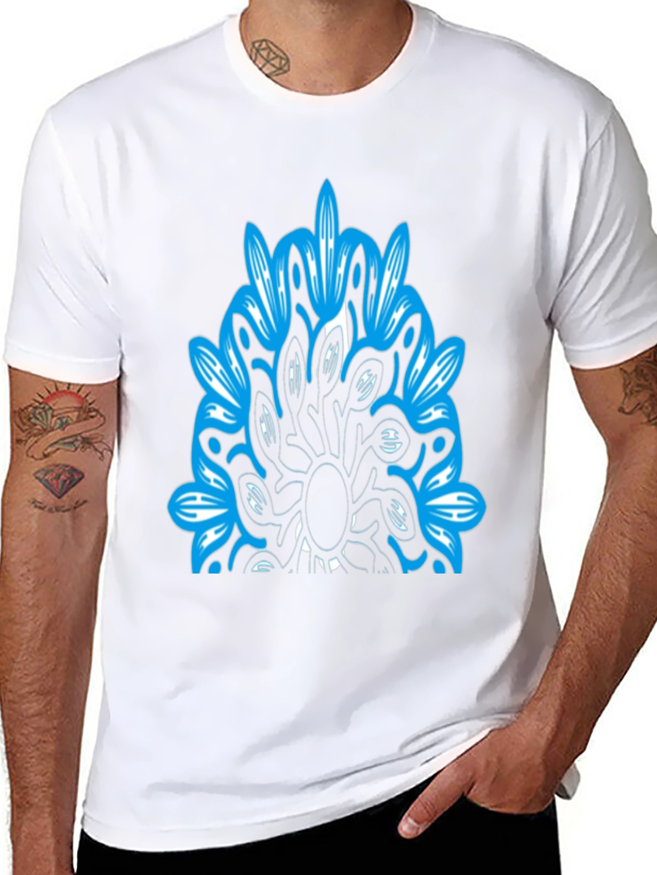 Abstract Blue Graphic Black T-Shirt