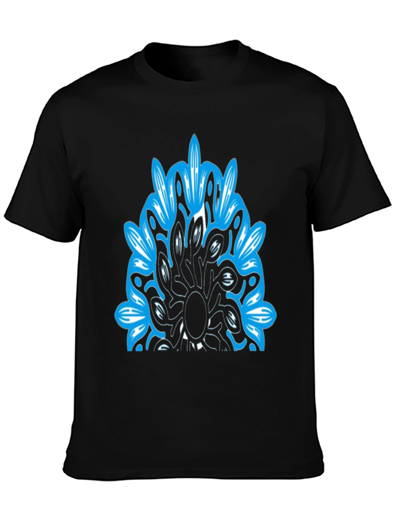 Abstract Blue Graphic Black T-Shirt