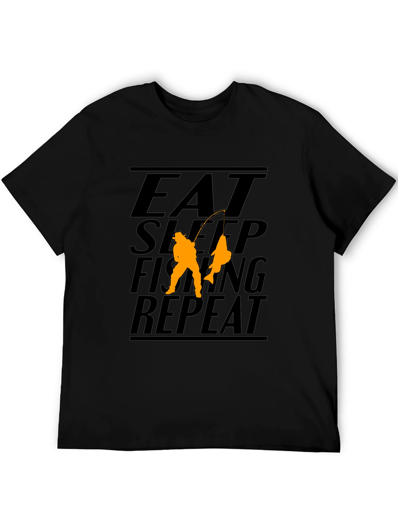 Eat Sleep Fishing Repeat Black Graphic T-Shirt